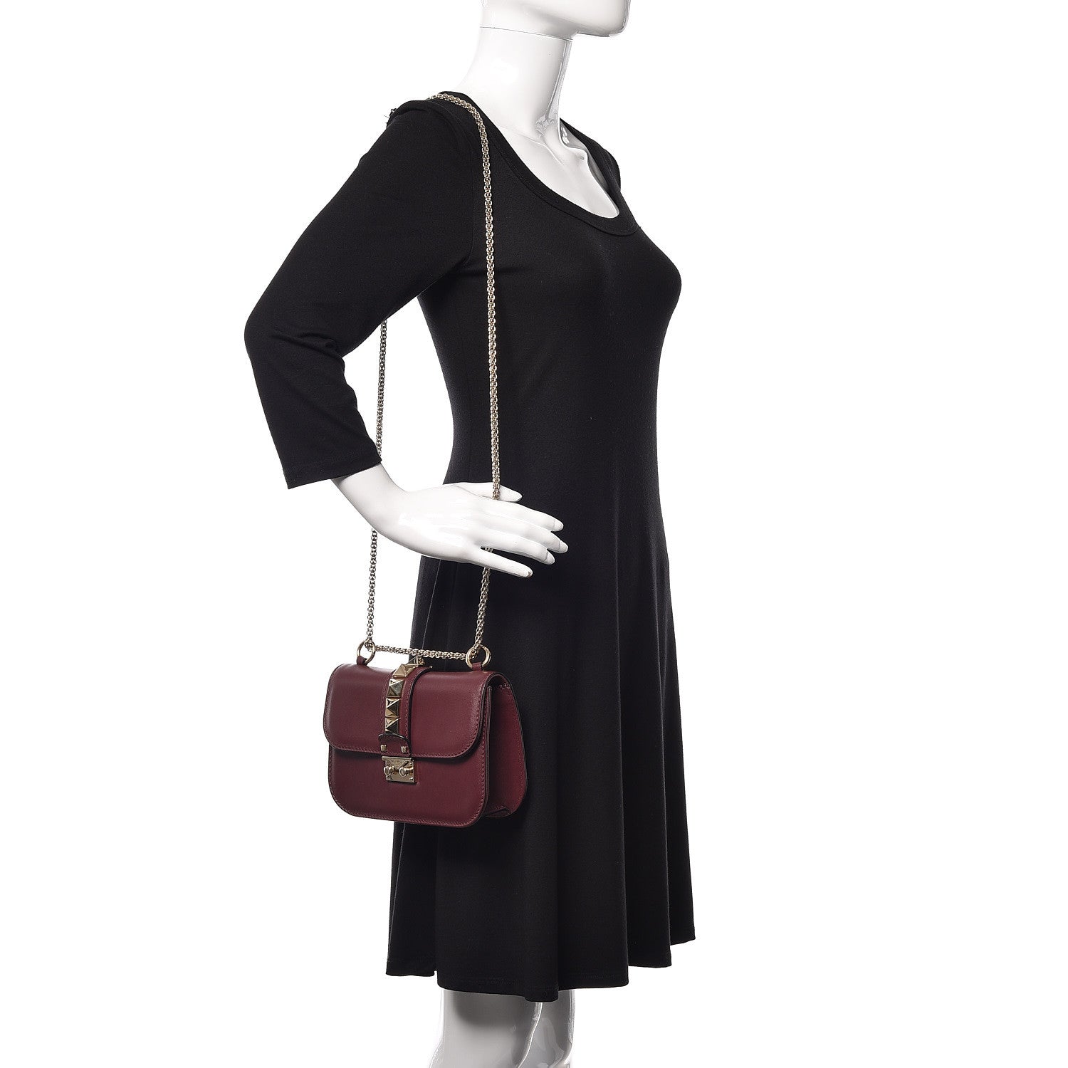 Valentino Garavani Vitello Small Glam Lock Rockstud Flap Rubin 2 of 10