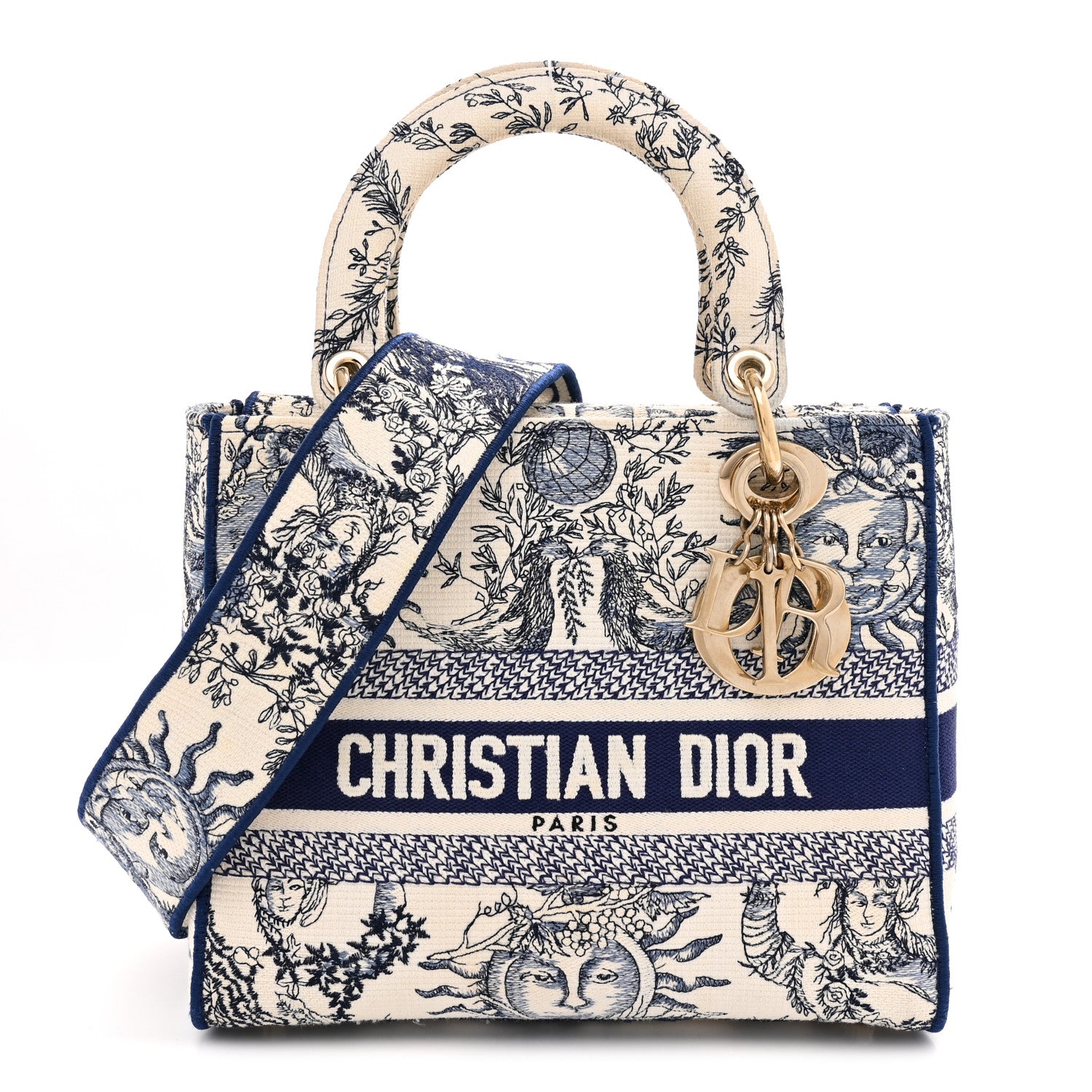 Christian Dior Canvas Embroidered Toile De Jouy Soleil Medium Lady
