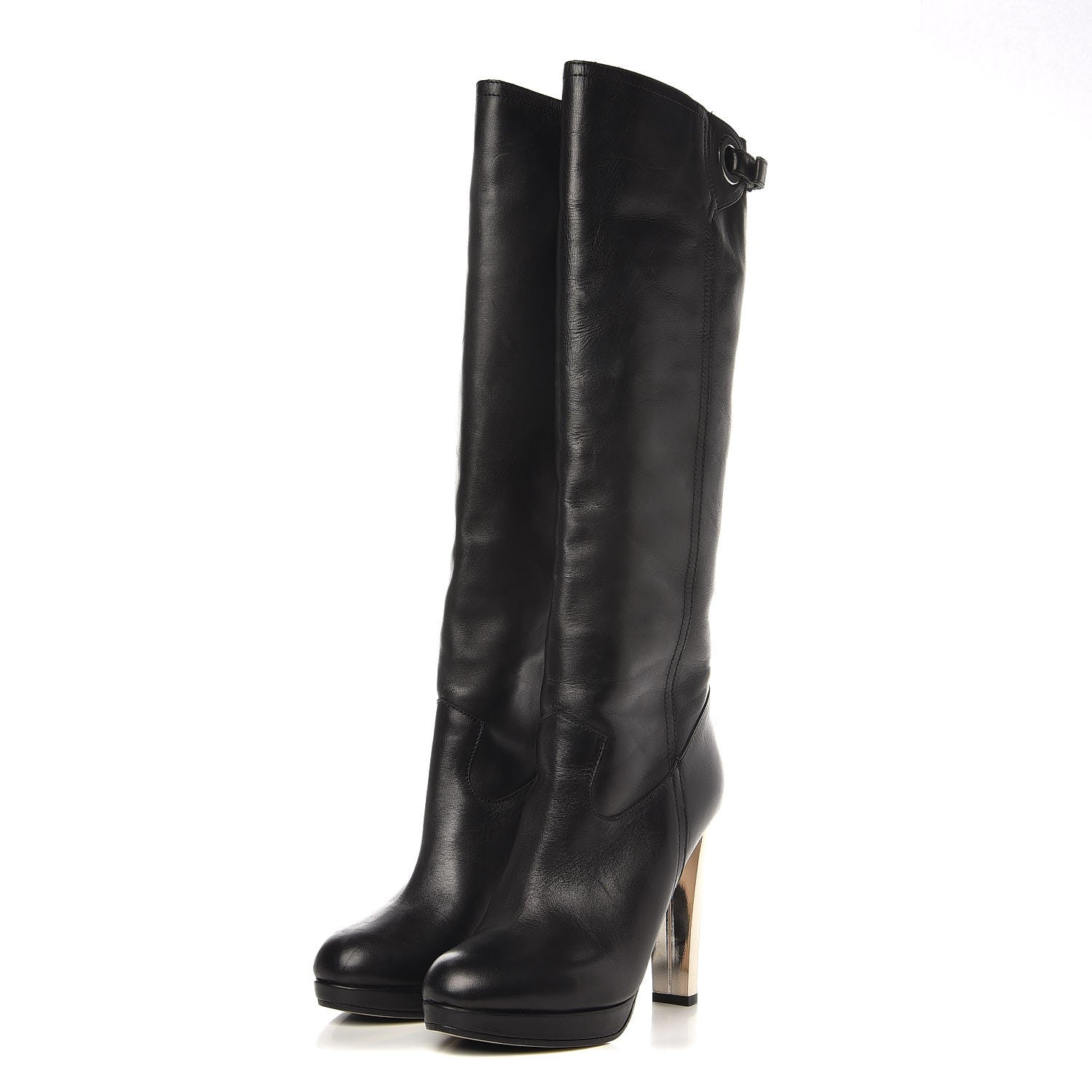 Valentino Garavani Calfskin Knee High Platform Boots 39 Black 3 of 8