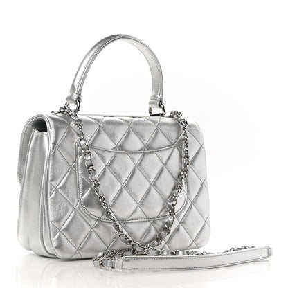 Chanel Metallic Lambskin Quilted Small Trendy CC Flap Dual Handle Bag Silver 3 of 10