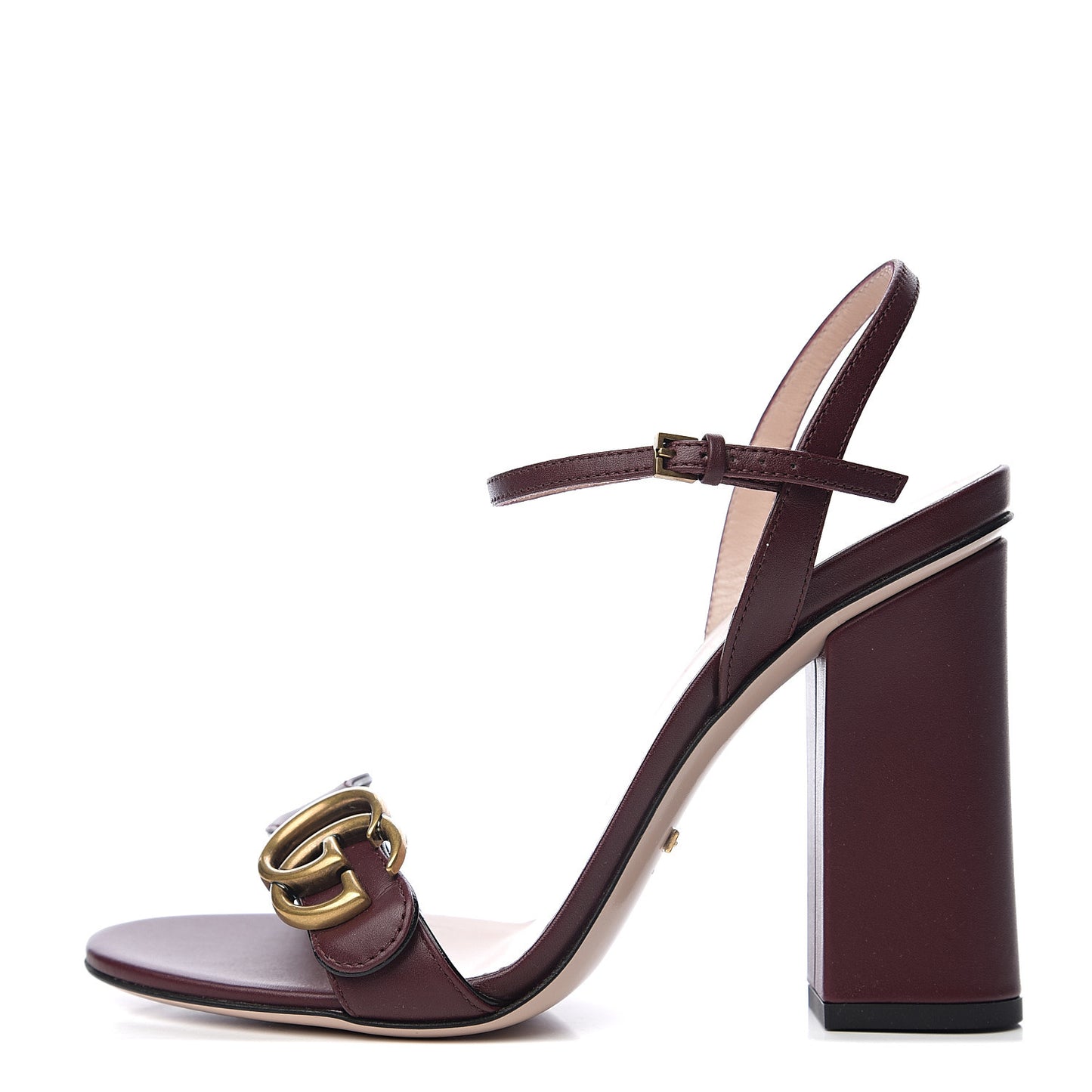 Lifford Calfskin GG Marmont Ankle Wrap 105mm Sandals 38 Vintage Bordeaux