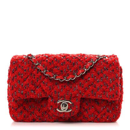 Chanel Tweed Quilted Mini Rectangular Flap Red Grey 1 of 10