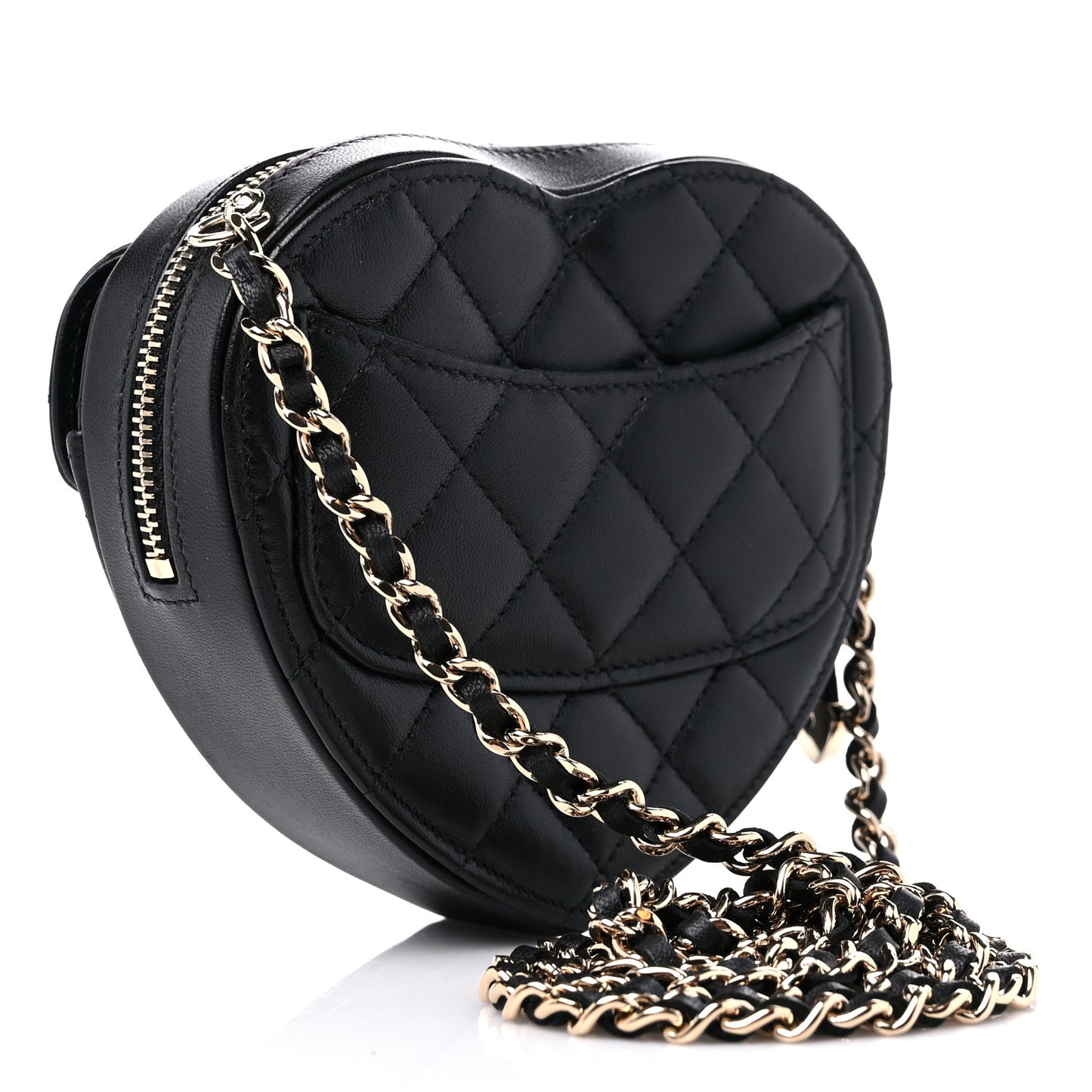 Lambskin Quilted CC In Love Heart Clutch With Chain Black