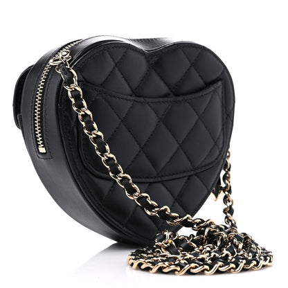 Chanel Lambskin Quilted CC In Love Heart Clutch With Chain Black 3 of 10
