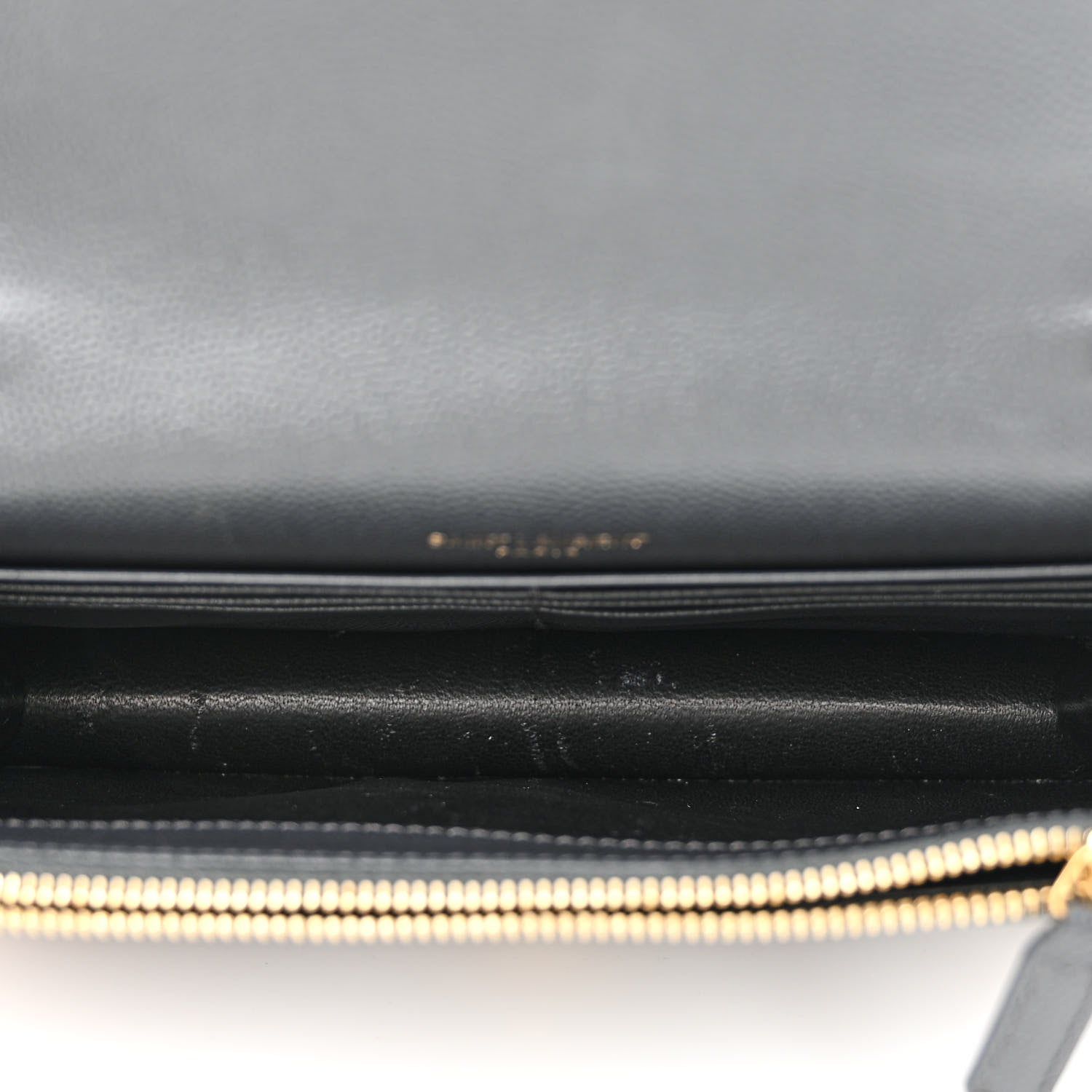 Saint Laurent Grain De Poudre Matelasse Chevron Monogram Envelope Chain Wallet Dark Smog 5 of 13