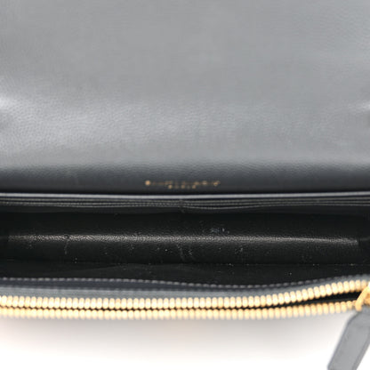 Saint Laurent Grain De Poudre Matelasse Chevron Monogram Envelope Chain Wallet Dark Smog 5 of 13