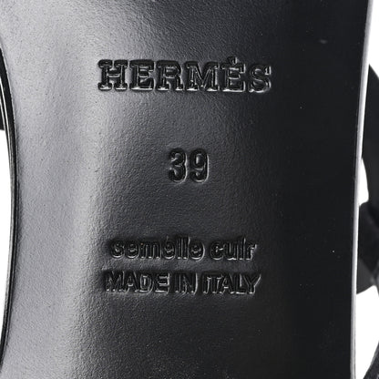 Hermes Metallic Chevre Velours Womens Egerie Sandals 39 Black Or Rose 7 of 10