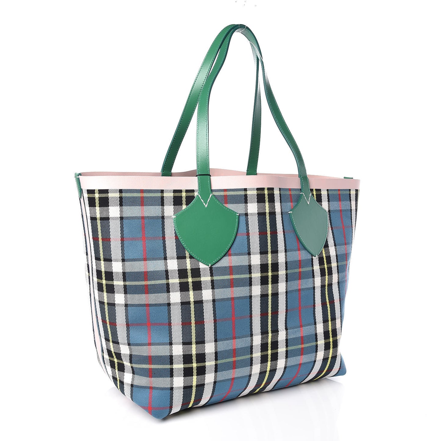Vintage Check Large The Giant Reversible Tote Palm Green Pink Apricot