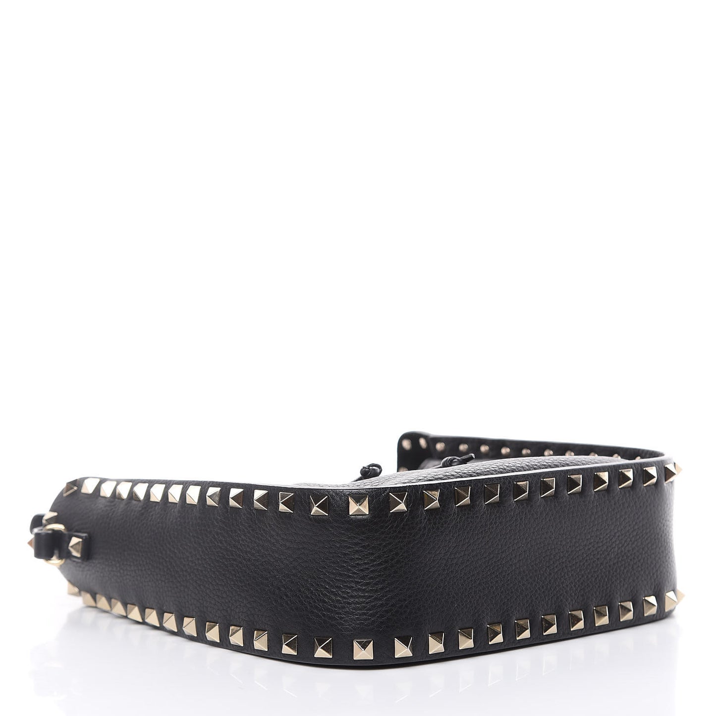 Grained Calfskin Rockstud Bucket Bag Black