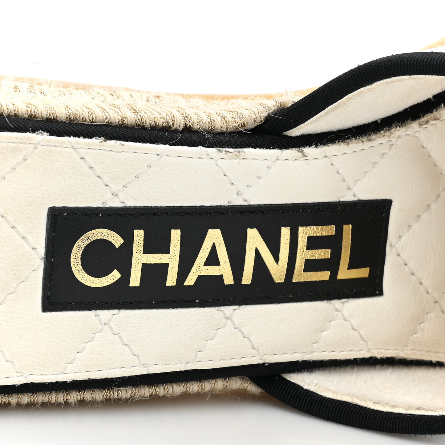 Crumpled Goatskin CC Espadrille Mules 35 White Black