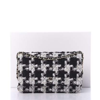 Chanel Tweed Quilted Wallet On Chain WOC Black Ecru White 11 of 11