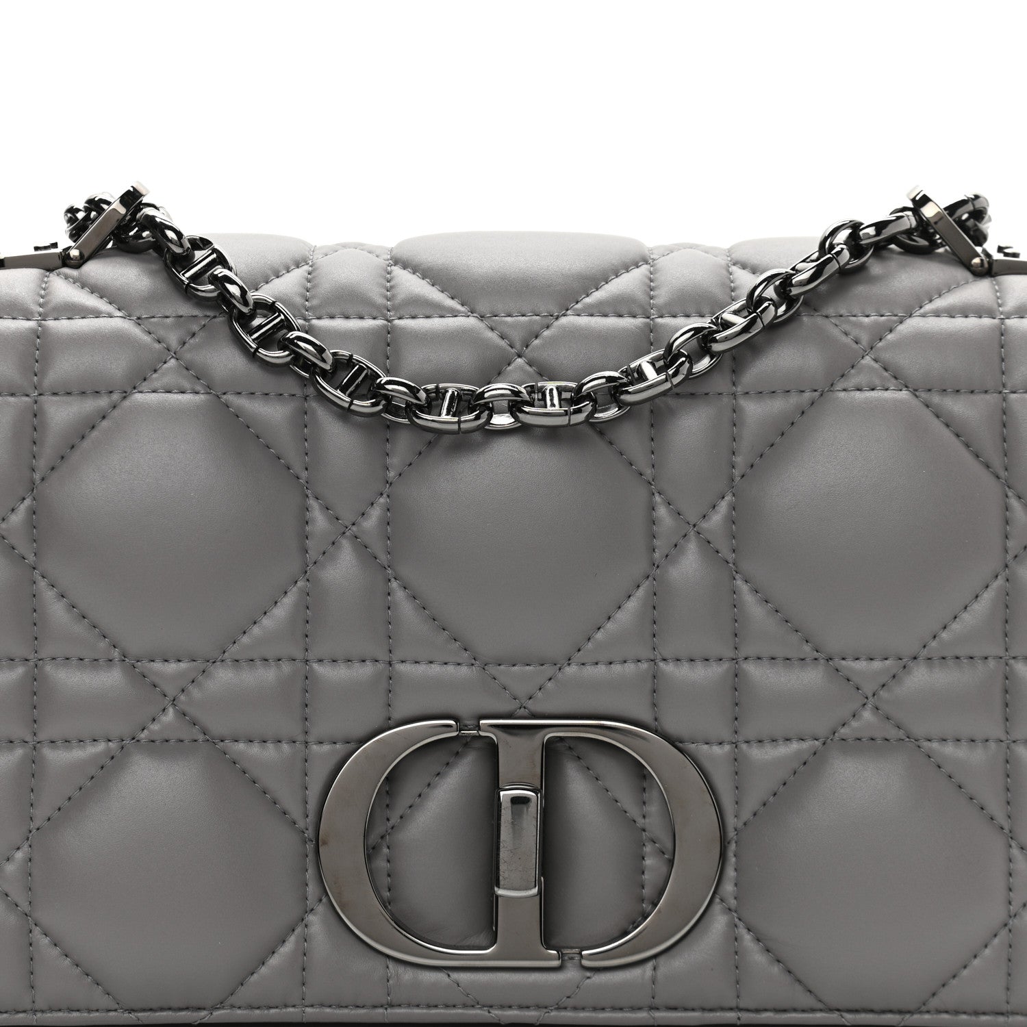 Christian Dior Calfskin Macrocannage Medium Caro Bag Iron Grey 8 of 10