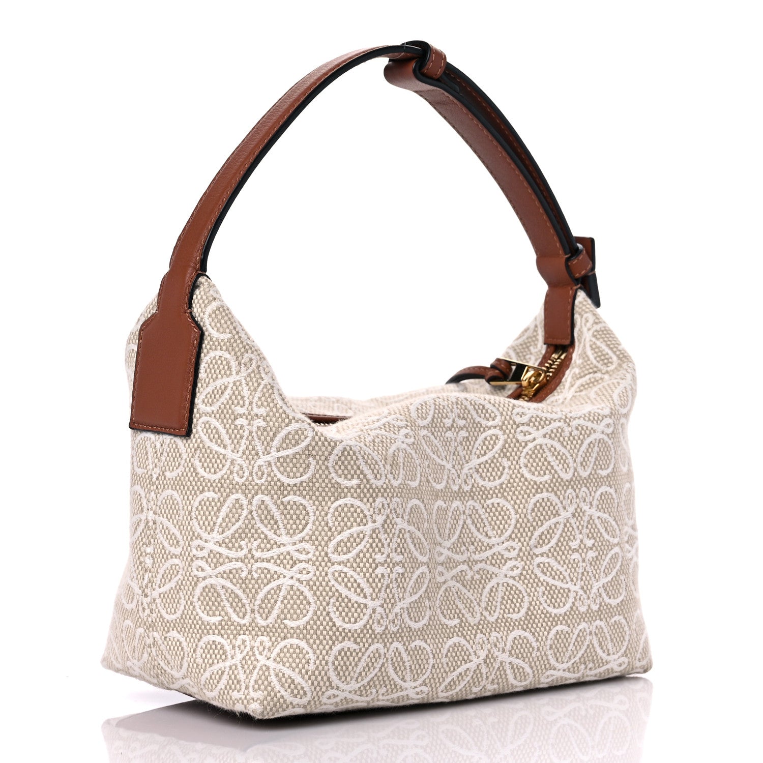 Loewe Jacquard Anagram Calfskin Small Cubi Bag Ecru Tan 3 of 13