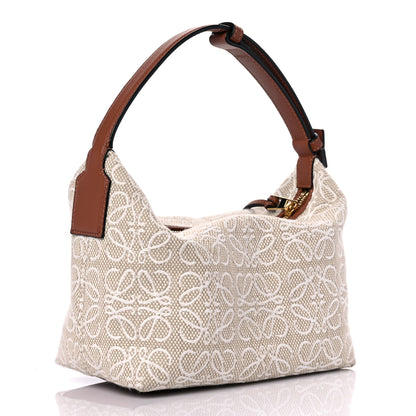 Loewe Jacquard Anagram Calfskin Small Cubi Bag Ecru Tan 3 of 13