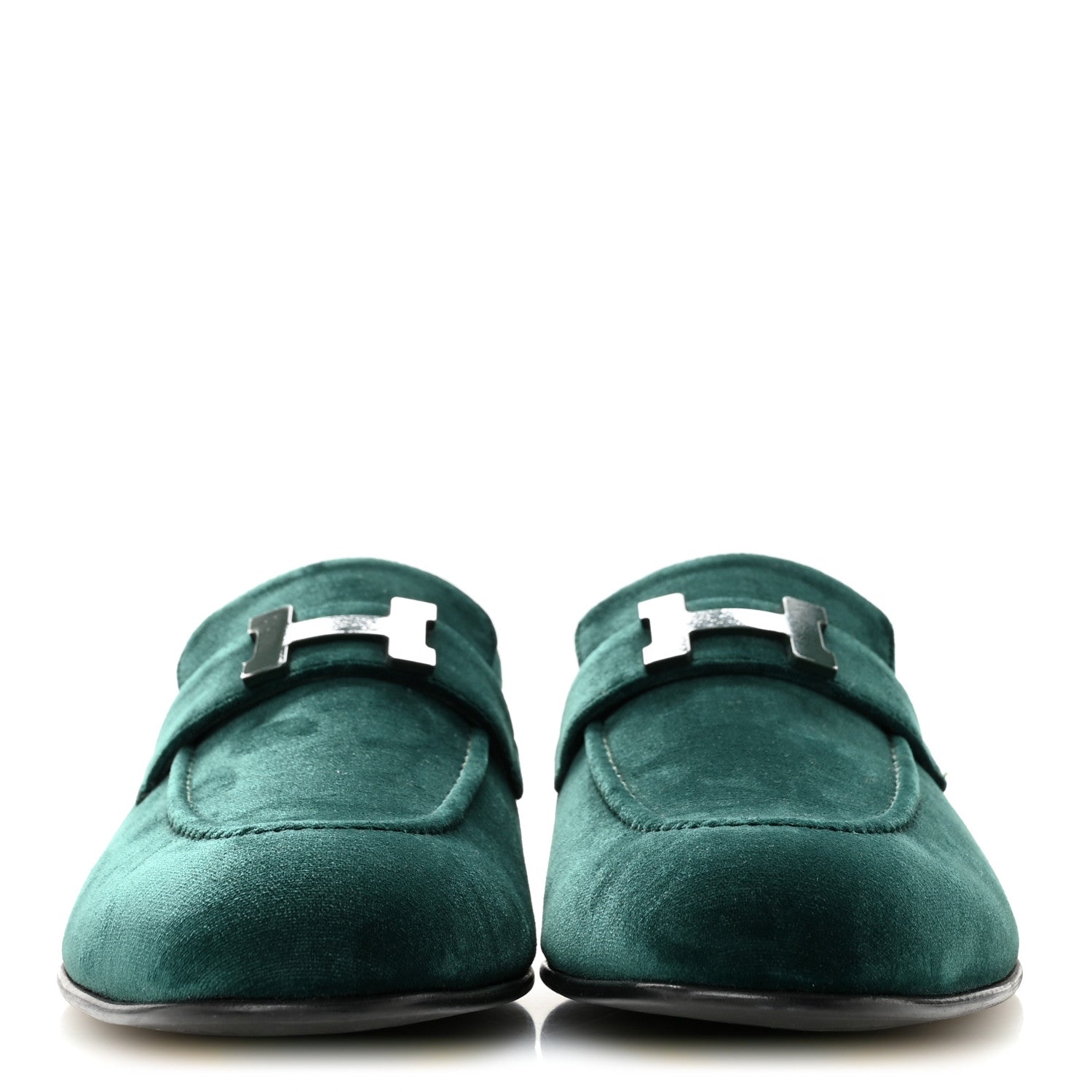 Hermes Velvet Mens Paris Loafers 43.5 Vert Fonce 3 of 10