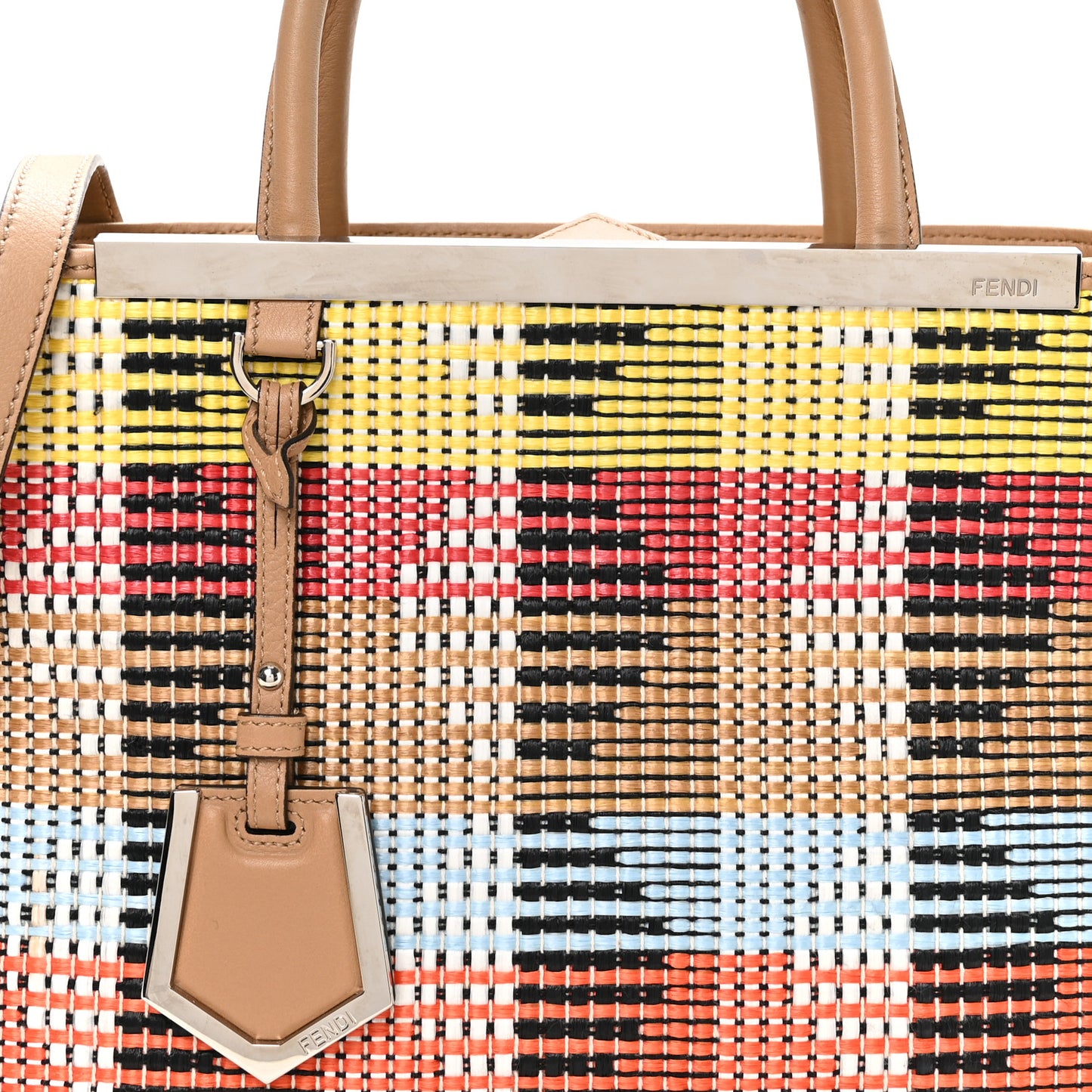 Woven Raffia Vitello Printed Petite 2Jours Tote Multicolor