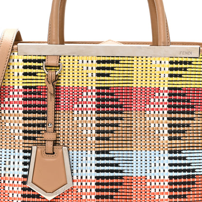 Fendi Woven Raffia Vitello Printed Petite 2Jours Tote Multicolor 8 of 10