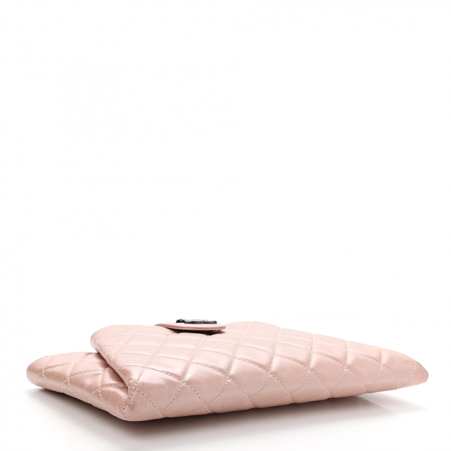 Chanel Glazed Calfskin Quilted Coco Pleats Clutch Light Pink 4 of 10