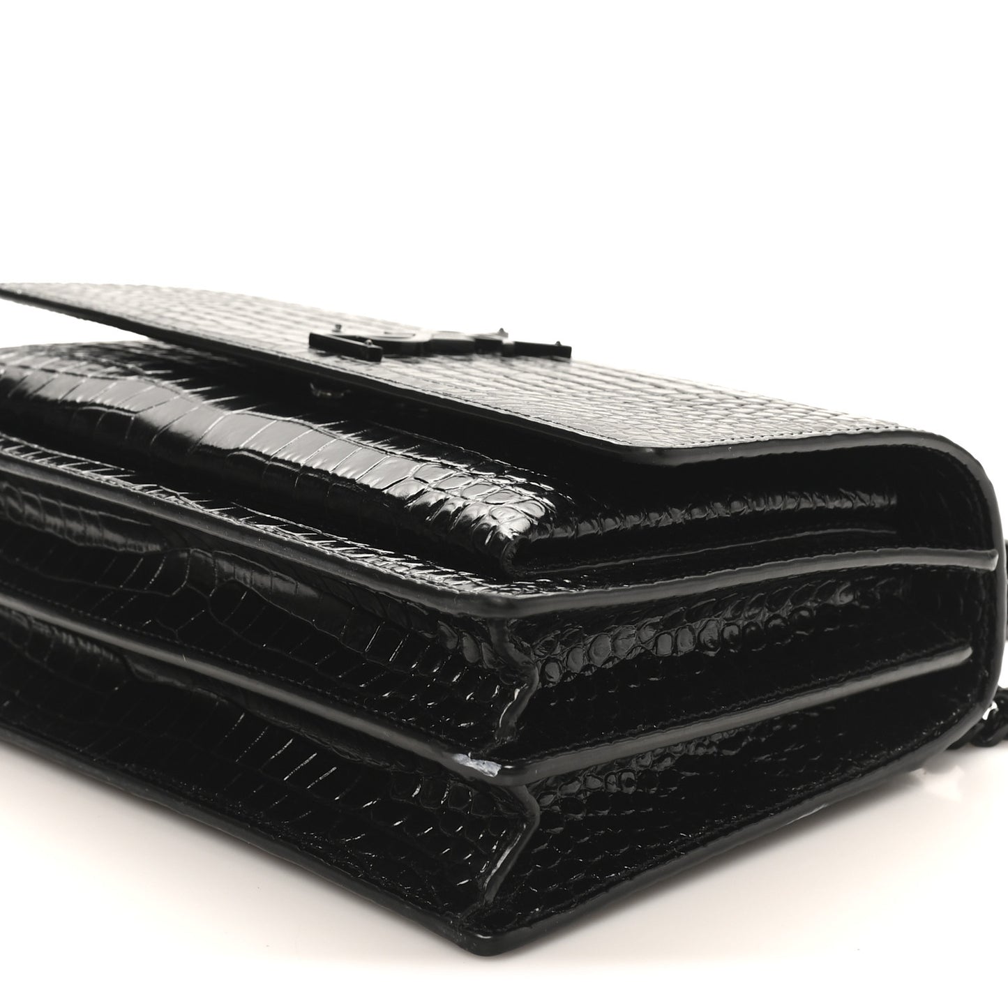 Calfskin Crocodile Embossed Medium Monochrome Monogram Sunset Black
