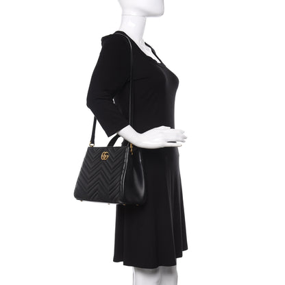 Gucci Calfskin Matelasse Small GG Marmont Tote Black 2 of 11