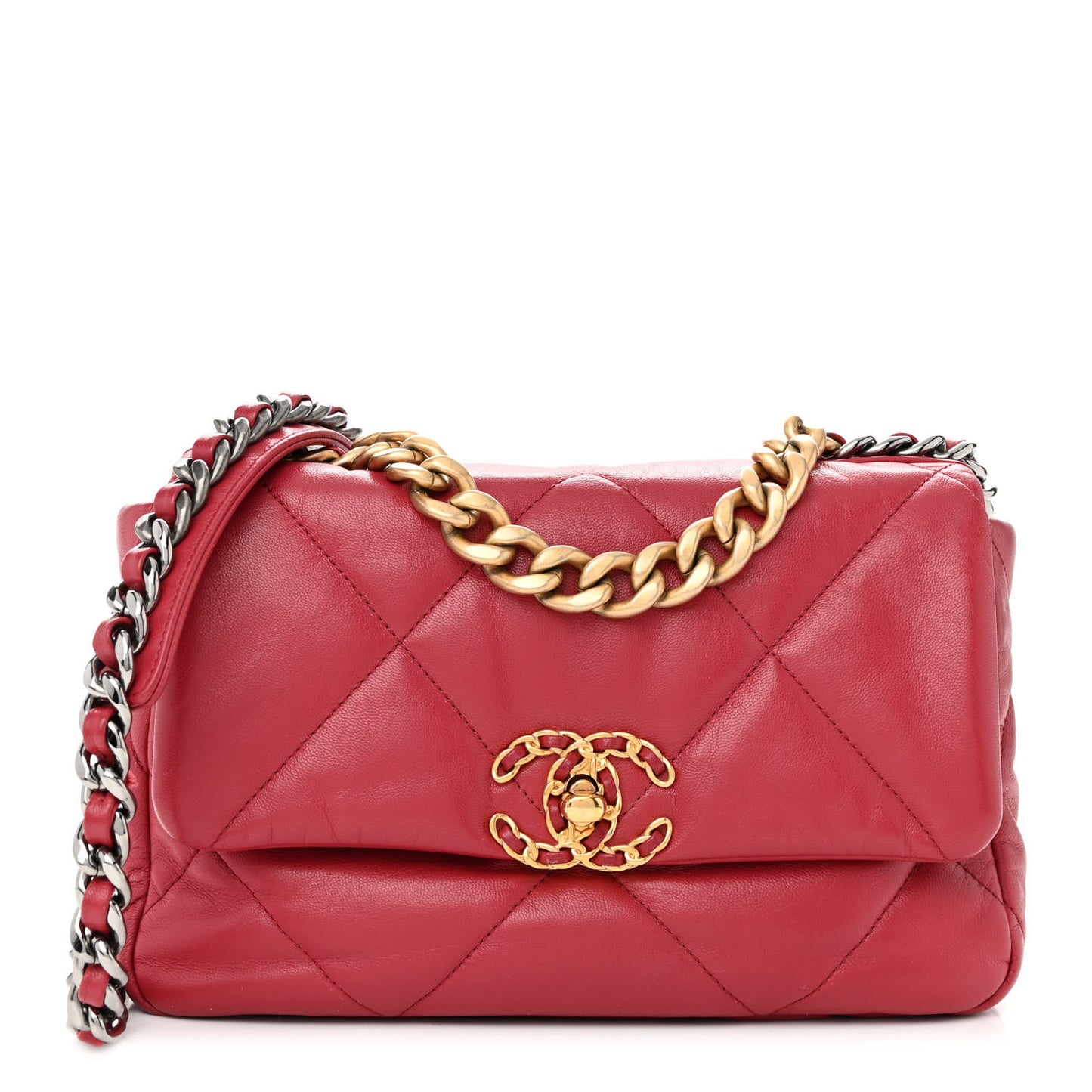 Goatskin Quilted Medium Chanel 19 Flap Red
