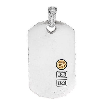 David Yurman Sterling Silver 18K Yellow Gold Blue Sapphire Starfish Dog Tag Pendant 3 of 4