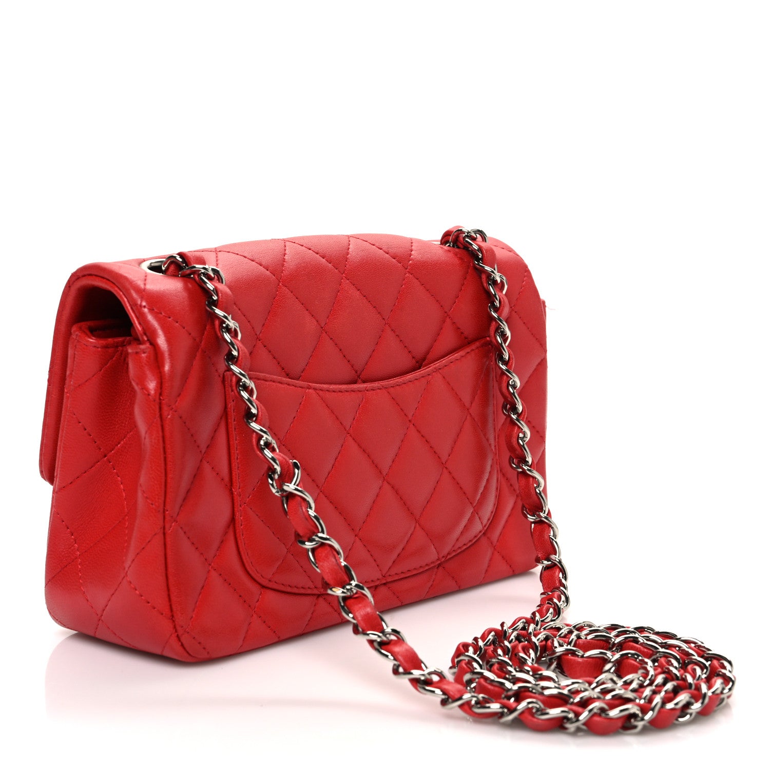 Chanel Lambskin Quilted Mini Rectangular Flap Red 3 of 11