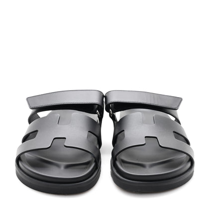 Hermes Calfskin Womens Chypre Sandals 37 Black 3 of 10