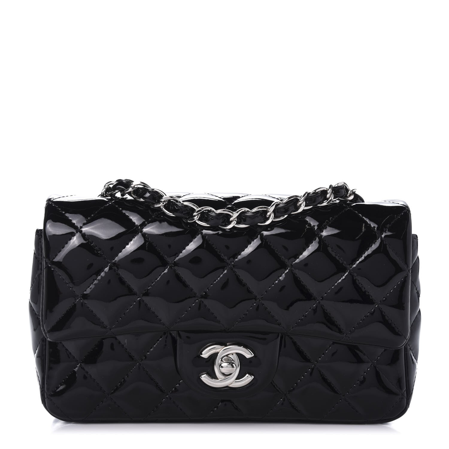 Chanel Patent Calfskin Quilted Mini Rectangular Flap Black 1 of 12