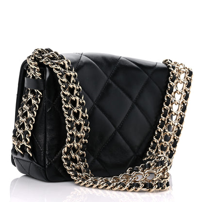 Chanel Lambskin Quilted Mini Chain Rows Flap Black 2 of 8