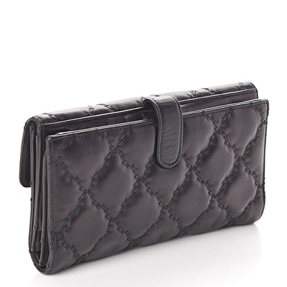 Chanel Calfskin Double Stitch Hamptons Flap Wallet Black 3 of 10