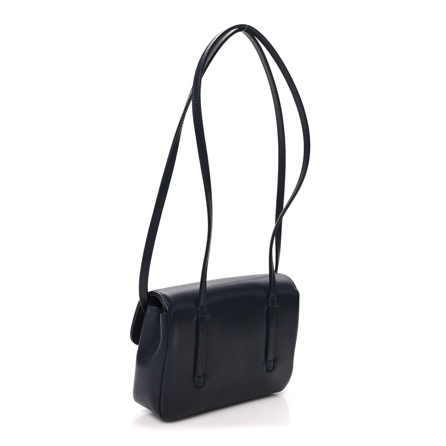 Shiny Caviar Mini Preppy Coco Shoulder Bag Dark Blue