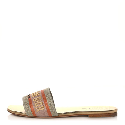 Christian Dior Cotton Embroidered Dway Mules Slide Sandals 39.5 Platinum 1 of 12