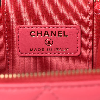 Chanel Lambskin Quilted Mini Vanity Case With Chain Dark Pink 6 of 11