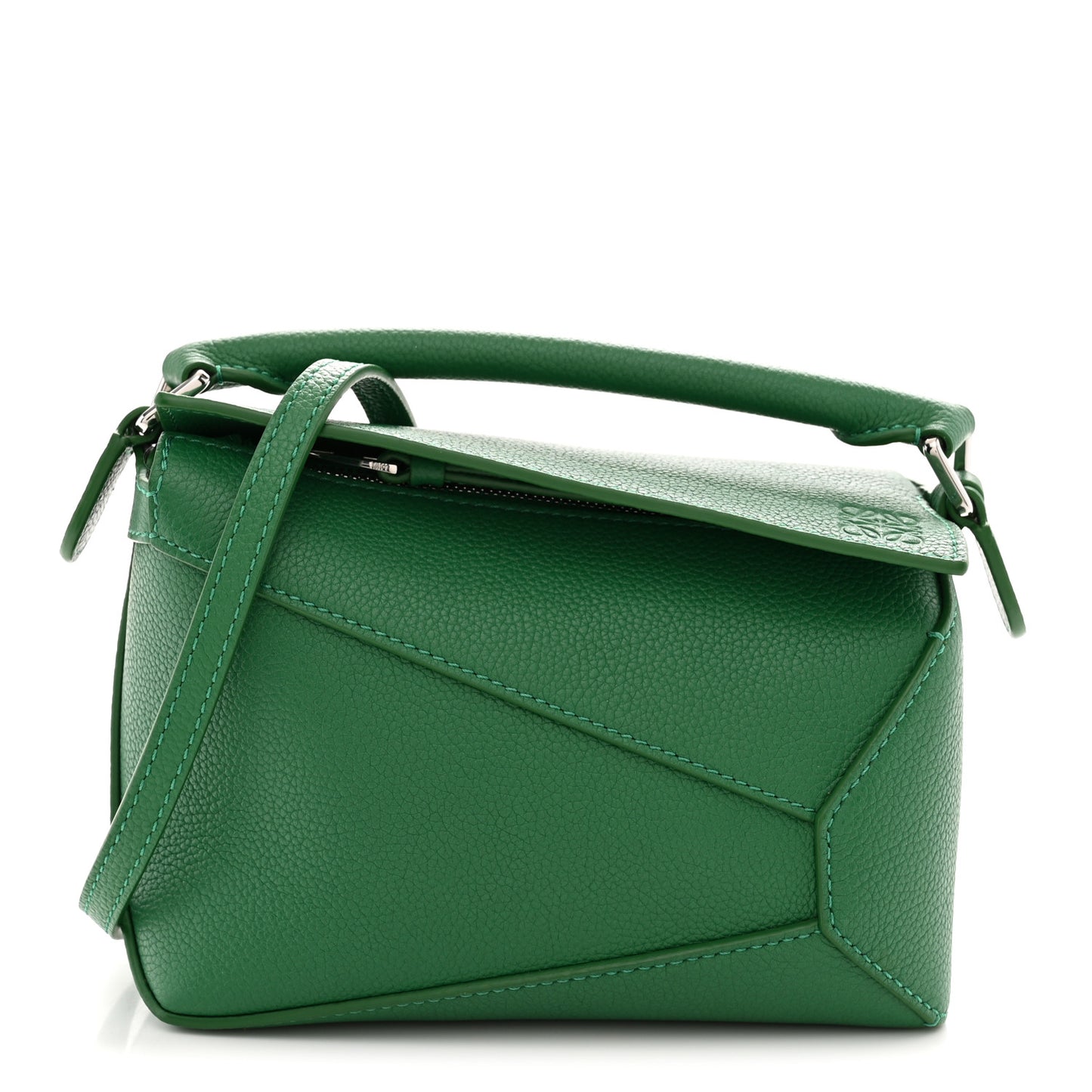 Calfskin Small Puzzle Edge Bag Tropical Green