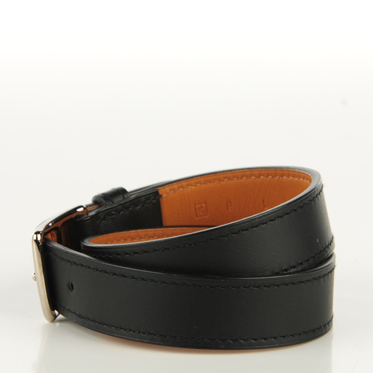 Hermes Hunter Cowhide Etriviere Double Tour Bracelet L Black 3 of 9