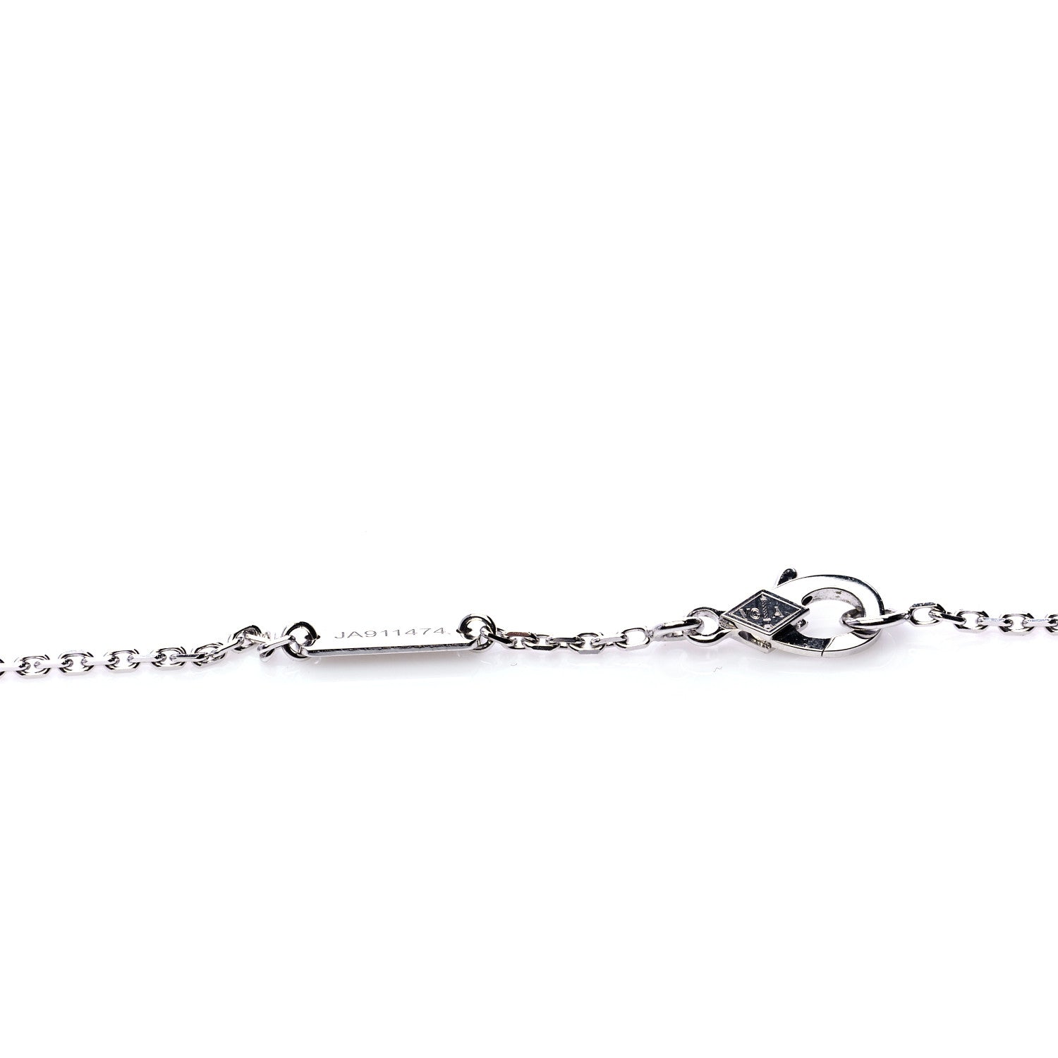 Van Cleef & Arpels 18K White Gold Chalcedony Vintage Alhambra Pendant Necklace 4 of 7