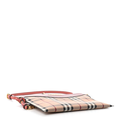 Burberry Haymarket Check Peyton Crossbody Clutch Bag Dusty Pink 4 of 9