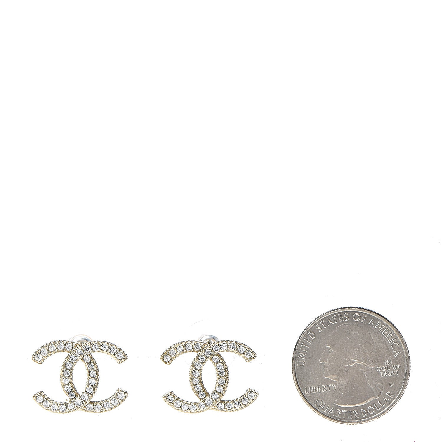 Chanel Crystal CC Earrings Light Gold 2 of 5
