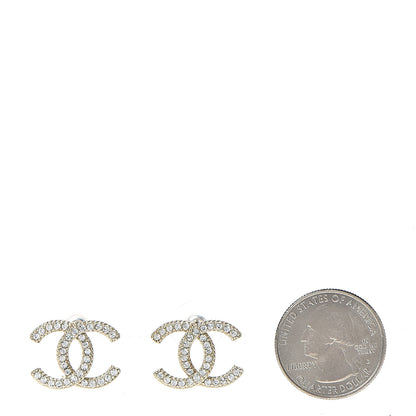 Chanel Crystal CC Earrings Light Gold 2 of 5