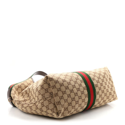 Gucci GG Monogram Web Large Giglio Tote Beige Brown 5 of 10