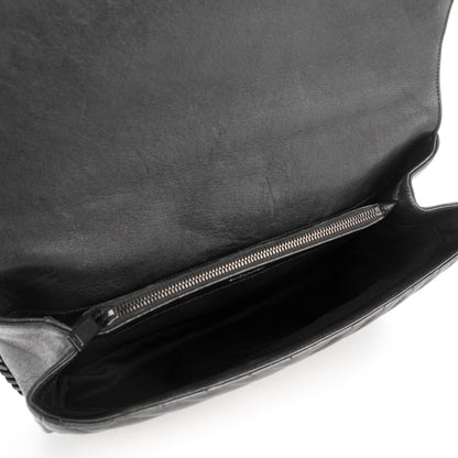 Saint Laurent Sheepskin Matelasse Chevron Monogram Monochrome Large College Satchel Black 5 of 8