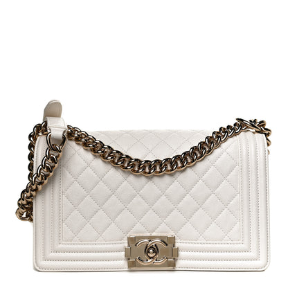 Chanel Caviar Quilted Medium Boy Flap White 1 of 10