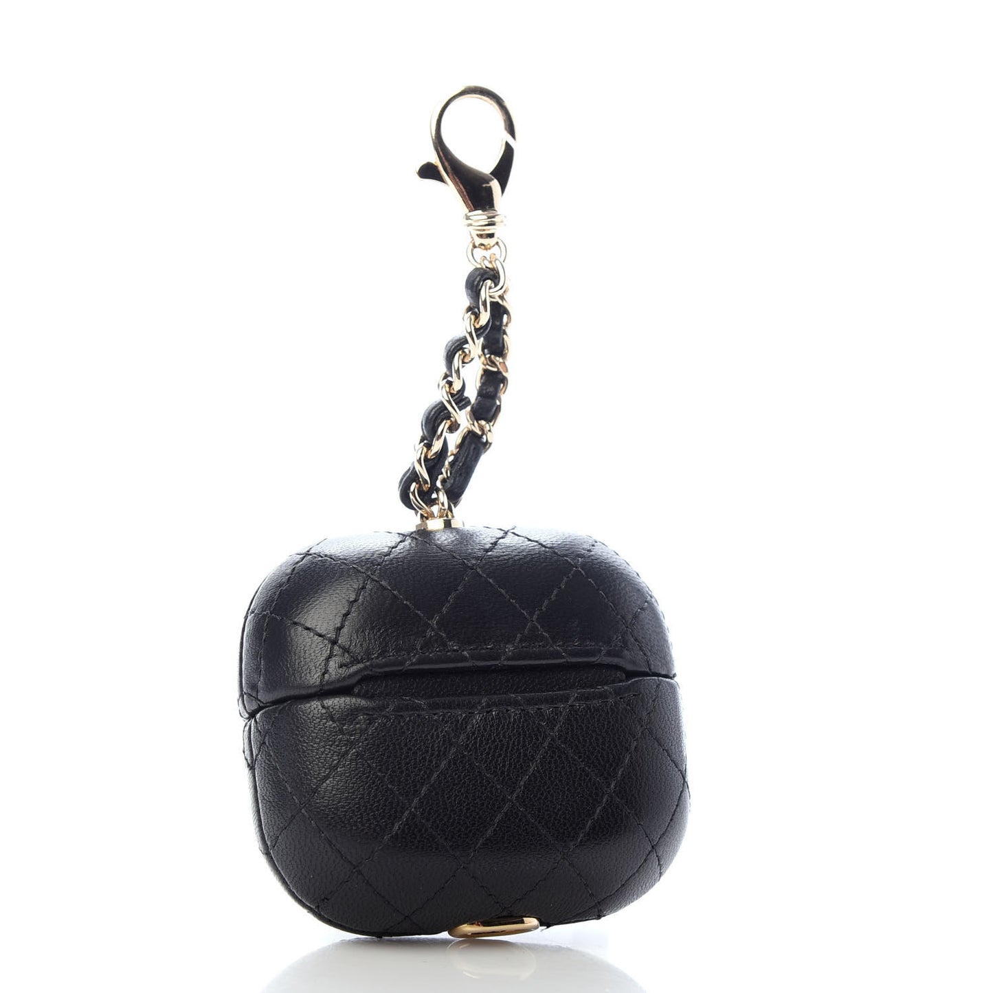 Lambskin Quilted Airpods Pro Case With Chain Black
