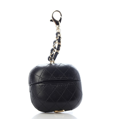 Chanel Lambskin Quilted Airpods Pro Case With Chain Black 3 of 7