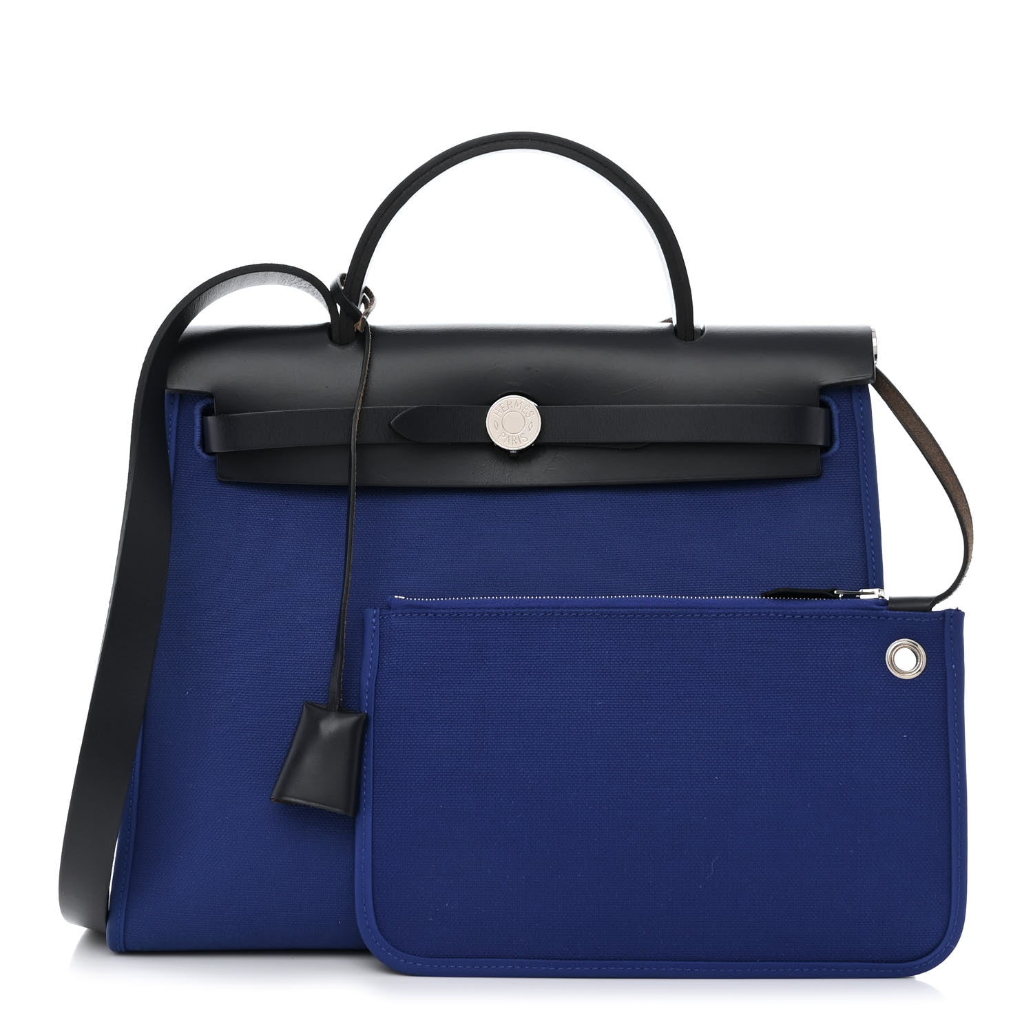 Hermes Toile Vache Hunter Herbag Zip 31 PM Bleu Electrique Bleu Indigo 1 of 12