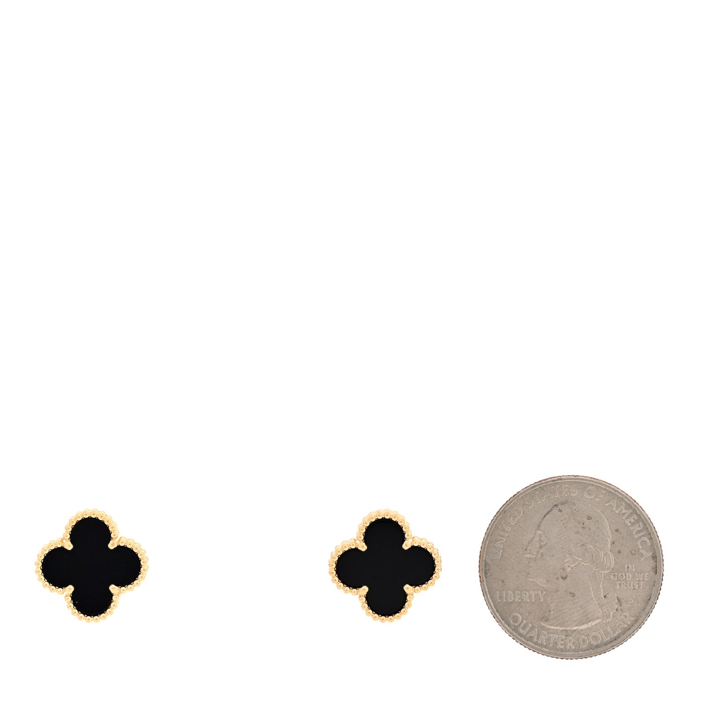 18K Yellow Gold Black Onyx Vintage Alhambra Earrings