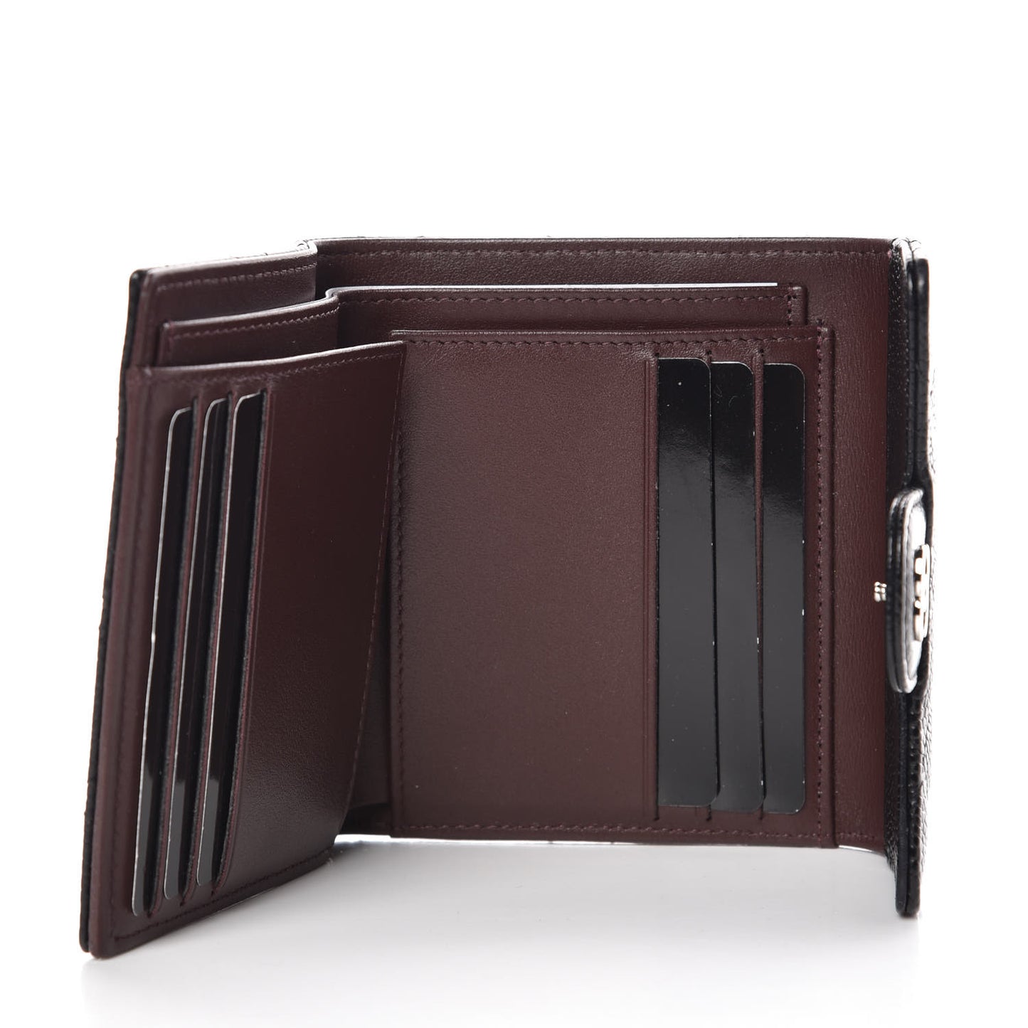 Caviar Quilted Compact Flap Wallet Black