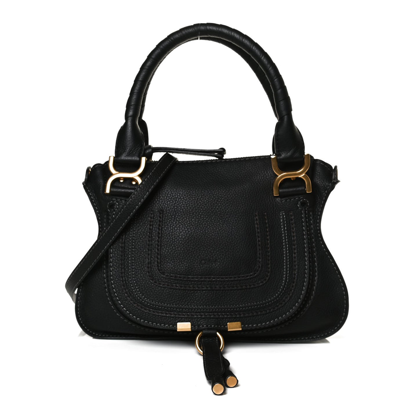 Calfskin Small Marcie Satchel Black