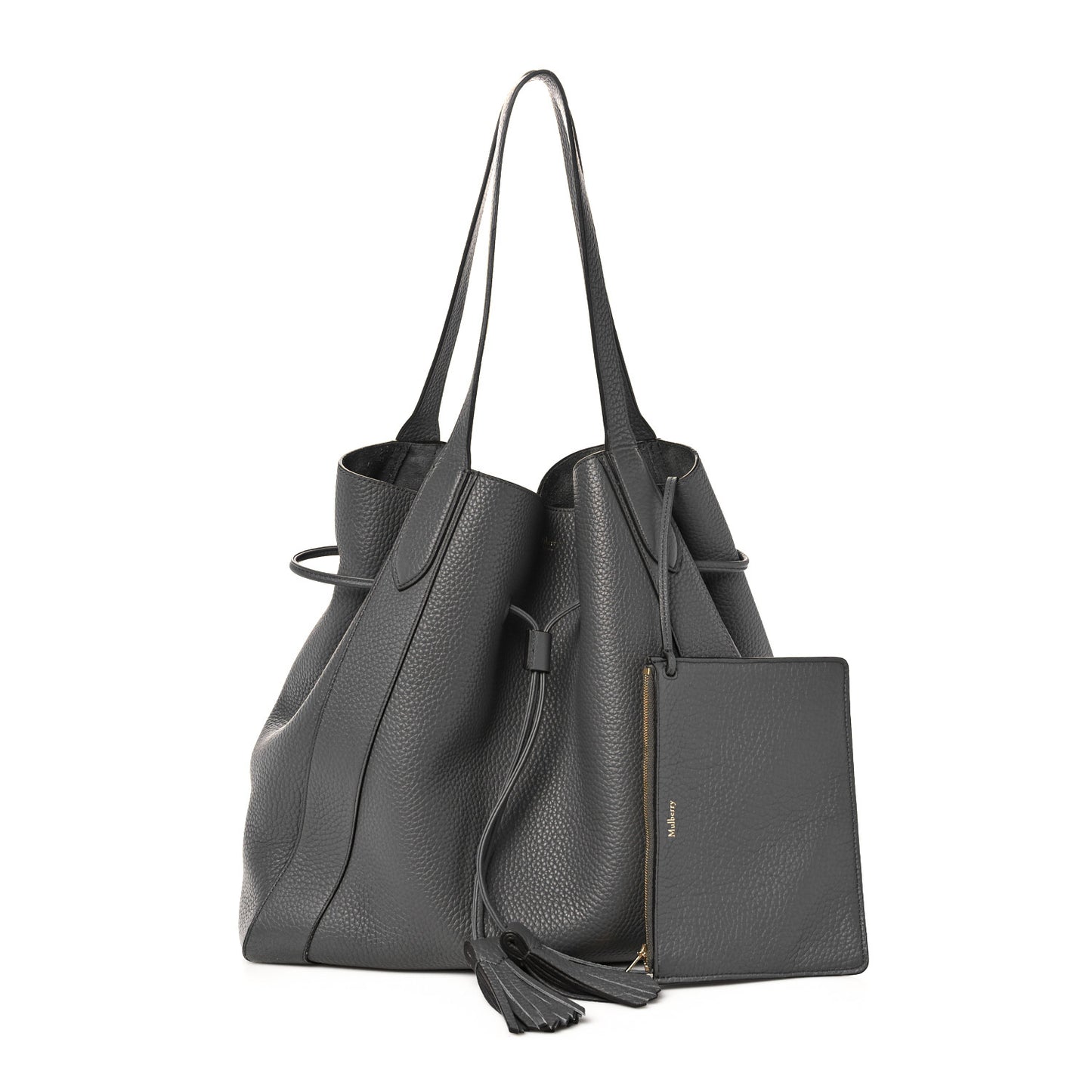 Heavy Grain Calfskin Millie Tote Charcoal